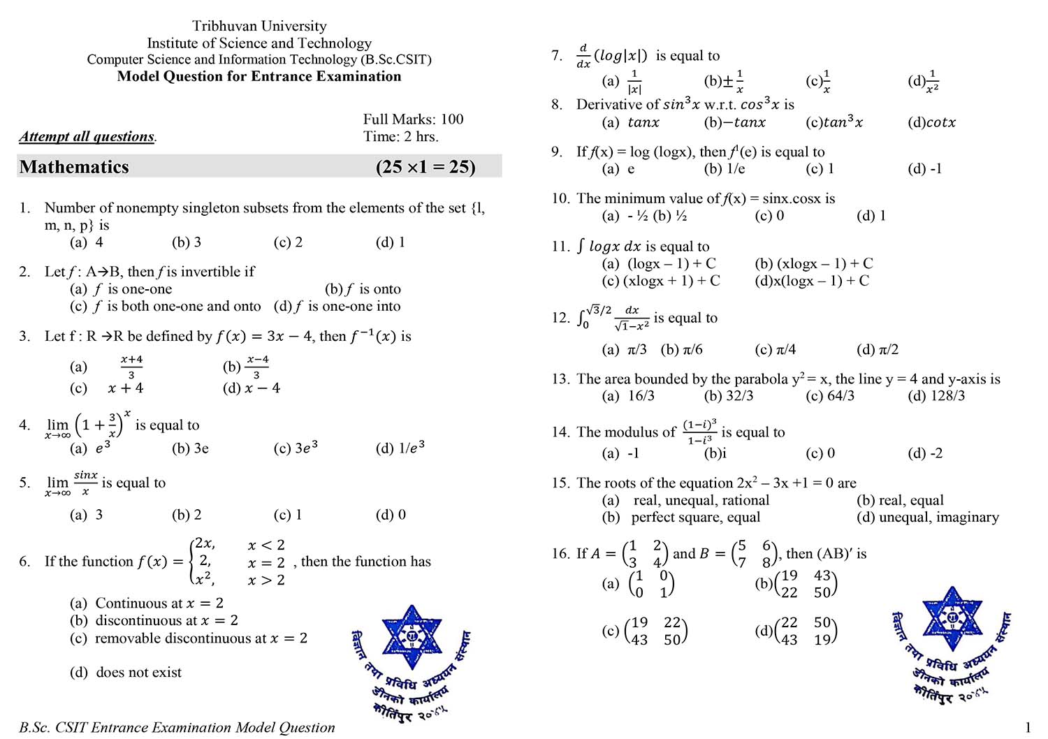 BSc-CSIT-Entrance-Exam-Model-Question-TU-IoST-1