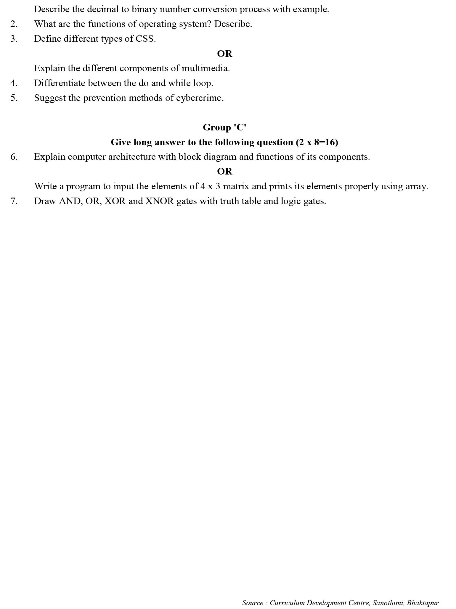 Class 11 Computer Science Model Question - Page 2