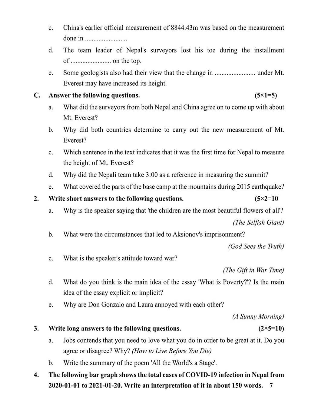 Class 11 English Model Question - Page 3