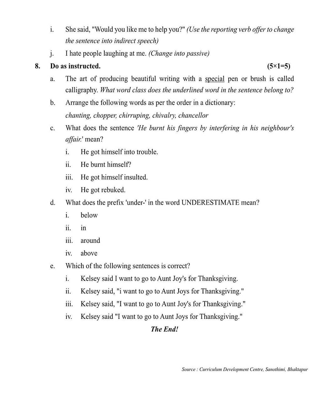 Class 11 English Model Question - Page 5