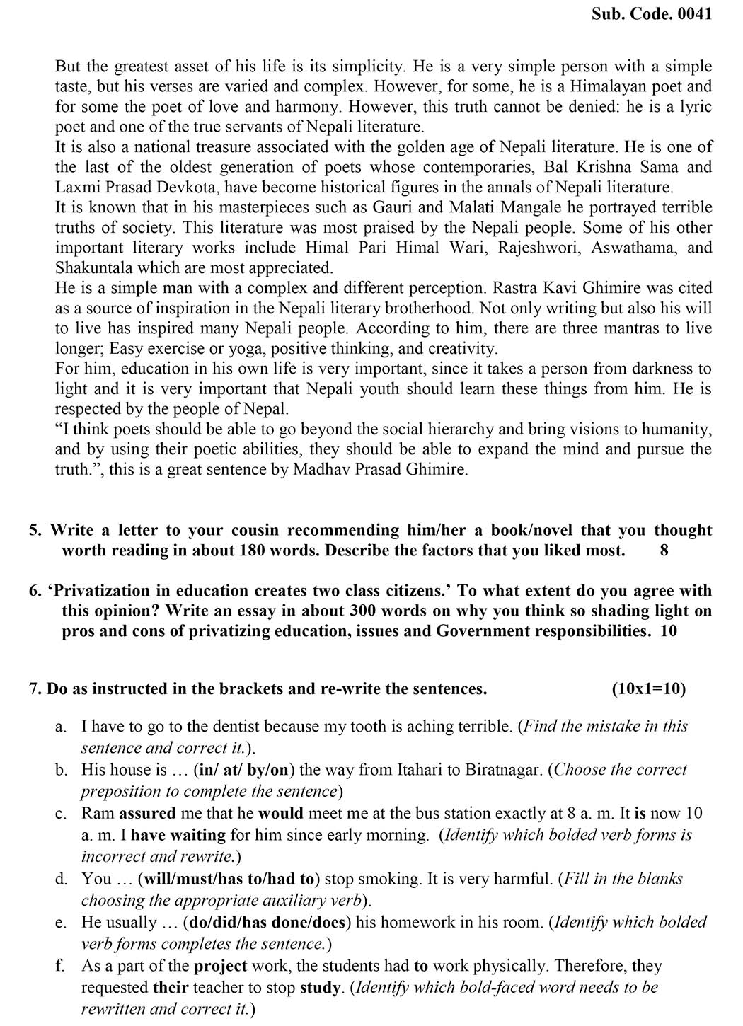 Class 12 English Model Question 2082 - Page 4