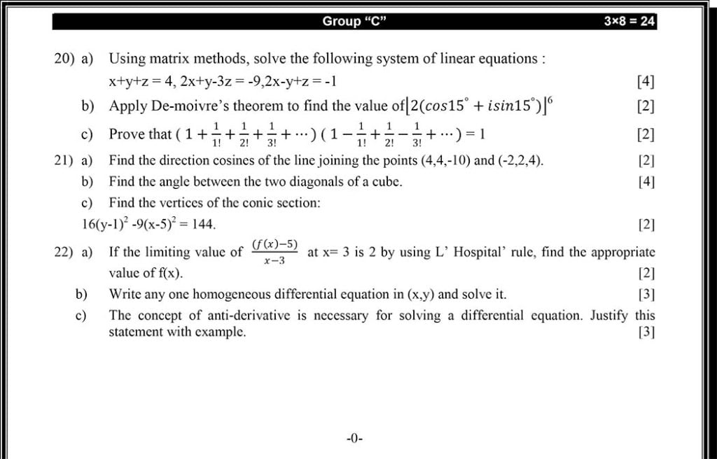 Class 12 Mathematics Model Question 2082 Science - Page 3